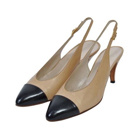 chanel tan slingback|Chanel slingback vintage.